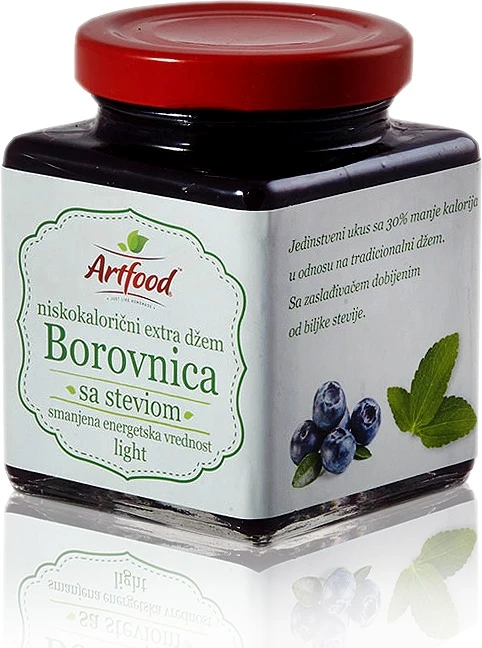 Niskokalorični džem borovnica sa fruktozom i stevijom light 220 g Artfood